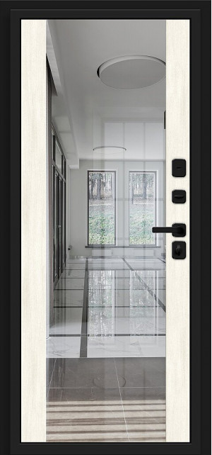 Входная дверь, серия - Bravo N, модель - Лайнер-3, цвет: Total Black/Nordic Oak. Размер полотна в мм: 205*96 левое