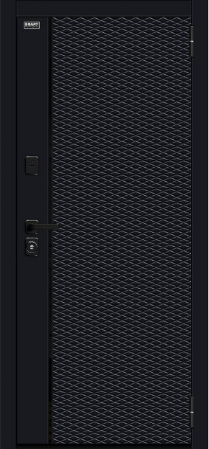 Входная дверь, серия - Bravo N, модель - Матрикс-3, цвет: Total Black/Off-white. Размер полотна в мм: 205*86 левое
