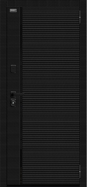 Входная дверь, серия - Bravo N, модель - Лайнер-3, цвет: Black Carbon/Off-white. Размер полотна в мм: 205*96 правое
