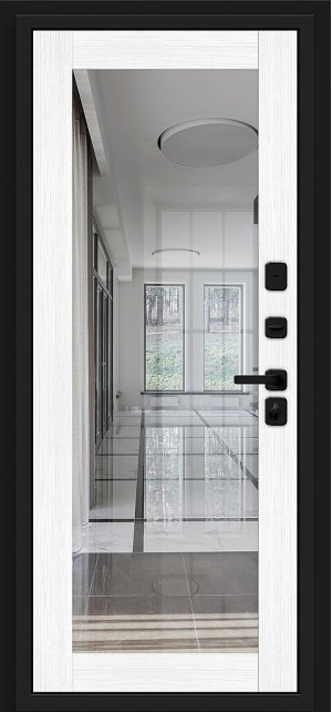 Входная дверь, серия - Bravo R, модель - Джет-3 (RBE), цвет: Total Black/Snow Melinga. Размер полотна в мм: 205*86 левое