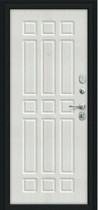 Входная дверь, серия - Bravo R, модель - Мило, цвет: Букле черное/Bianco Veralinga. Размер полотна в мм: 205*86 левое