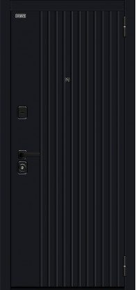 Входная дверь, серия - Bravo R, модель - Граффити-32/32, цвет: Total Black/Super White. Размер полотна в мм: 205*86 правое