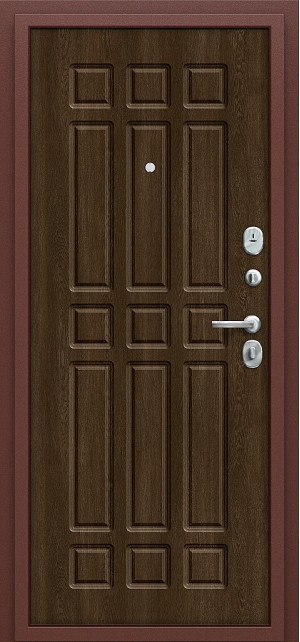 Входная дверь, серия - Bravo R, модель - Любо Мини, цвет: Антик медный/Dark Barnwood. Размер полотна в мм: 190*86 левое