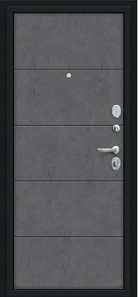 Входная дверь, серия - Bravo R, модель - Граффити-1, цвет: Букле черное/Slate Art. Размер полотна в мм: 205*96 правое