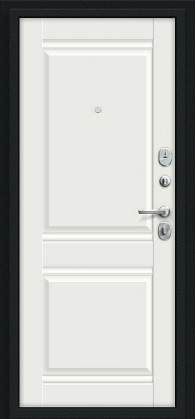 Входная дверь, серия - Bravo R, модель - Некст Kale, цвет: Букле черное/Off-white. Размер полотна в мм: 205*86 левое