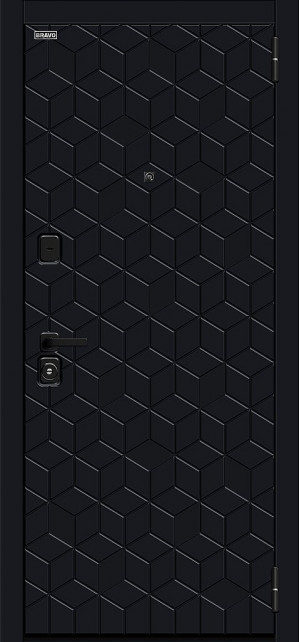 Входная дверь, серия - Bravo R, модель - Кьюб (RBE), цвет: Total Black/Super White. Размер полотна в мм: 205*86 левое