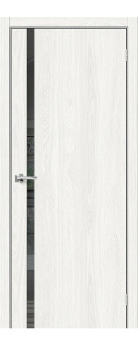 Межкомнатная дверь с покрытием из экошпона, серия - Bravo S, модель - Браво-1.55, цвет: White Dreamline. Размер полотна в мм: 200*60, стекло - Mirox Grey