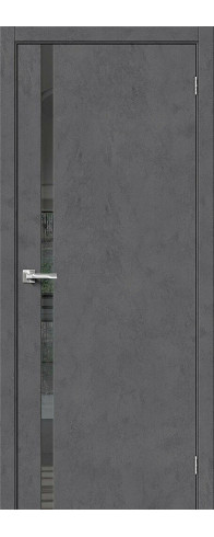 Межкомнатная дверь с покрытием из экошпона, серия - Bravo S, модель - Браво-1.55, цвет: Slate Art. Размер полотна в мм: 200*60, стекло - Mirox Grey