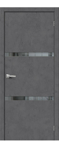 Межкомнатная дверь с покрытием из экошпона, серия - Bravo S, модель - Браво-2.55, цвет: Slate Art. Размер полотна в мм: 200*60, стекло - Mirox Grey
