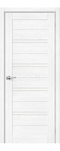 Межкомнатная дверь с покрытием из экошпона, серия - Bravo X, модель - Браво-28, цвет: Snow Melinga. Размер полотна в мм: 200*60, стекло - Magic Fog