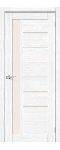 Межкомнатная дверь с покрытием из экошпона, серия - Bravo X, модель - Браво-27, цвет: Snow Melinga. Размер полотна в мм: 200*70, стекло - Magic Fog
