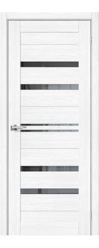 Межкомнатная дверь с покрытием из экошпона, серия - Bravo X, модель - Браво-30, цвет: Snow Melinga. Размер полотна в мм: 200*60, стекло - Mirox Grey