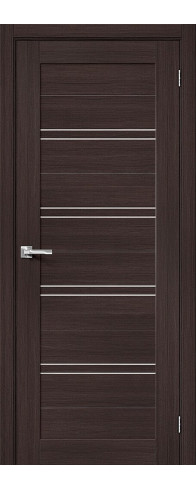Межкомнатная дверь с покрытием из экошпона, серия - Bravo X, модель - Браво-28, цвет: Wenge Melinga. Размер полотна в мм: 200*60, стекло - Magic Fog