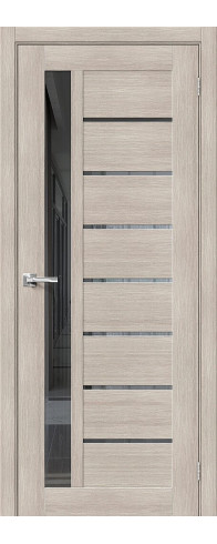 Межкомнатная дверь с покрытием из экошпона, серия - Bravo X, модель - Браво-27, цвет: Cappuccino Melinga. Размер полотна в мм: 200*60, стекло - Mirox Grey