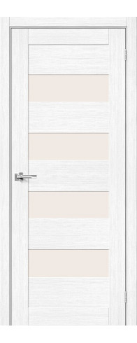 Межкомнатная дверь с покрытием из экошпона, серия - Bravo X, модель - Браво-23, цвет: Snow Melinga. Размер полотна в мм: 200*60, стекло - Magic Fog