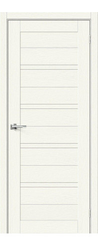 Межкомнатная дверь с покрытием из экошпона, серия - Bravo X, модель - Браво-28, цвет: White Wood. Размер полотна в мм: 200*60, стекло - Magic Fog