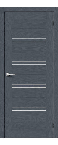 Межкомнатная дверь с покрытием из экошпона, серия - Bravo X, модель - Браво-28, цвет: Stormy Wood. Размер полотна в мм: 200*60, стекло - Magic Fog