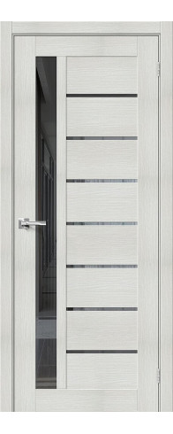 Межкомнатная дверь с покрытием из экошпона, серия - Bravo X, модель - Браво-27, цвет: Bianco Veralinga. Размер полотна в мм: 200*60, стекло - Mirox Grey