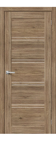 Межкомнатная дверь с покрытием из экошпона, серия - Bravo X, модель - Браво-28, цвет: Original Oak. Размер полотна в мм: 200*60, стекло - Magic Fog