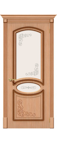 Межкомнатная дверь с покрытием из шпона, серия - Fine-line, модель - Азалия, цвет: Ф-05 (Дуб). Размер полотна в мм: 200*60, стекло - Худ.