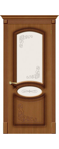 Межкомнатная дверь с покрытием из шпона, серия - Fine-line, модель - Азалия, цвет: Ф-11 (Орех). Размер полотна в мм: 200*60, стекло - Худ.