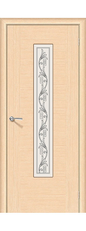 Межкомнатная дверь с покрытием из шпона, серия - Fine-line, модель - Рондо, цвет: Ф-22 (БелДуб). Размер полотна в мм: 200*90, стекло - Худ.
