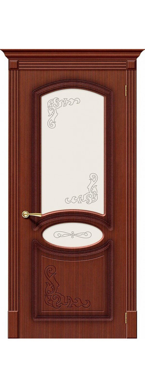 Межкомнатная дверь с покрытием из шпона, серия - Fine-line, модель - Азалия, цвет: Ф-15 (Макоре). Размер полотна в мм: 200*60, стекло - Худ.