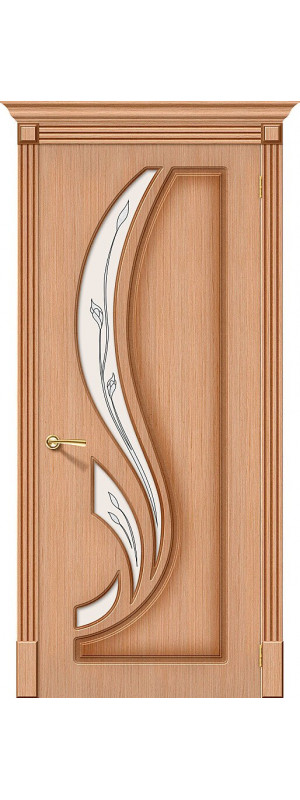 Межкомнатная дверь с покрытием из шпона, серия - Fine-line, модель - Лилия, цвет: Ф-05 (Дуб). Размер полотна в мм: 200*60 левое, стекло - Полимер