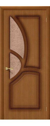 Межкомнатная дверь с покрытием из шпона, серия - Fine-line, модель - Греция, цвет: Ф-11 (Орех). Размер полотна в мм: 200*90, стекло - Риф.
