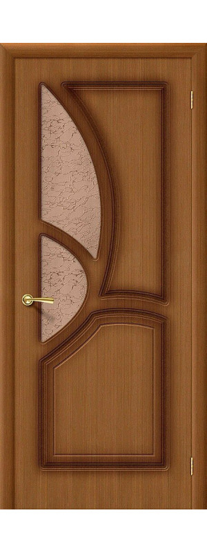 Межкомнатная дверь с покрытием из шпона, серия - Fine-line, модель - Греция, цвет: Ф-11 (Орех). Размер полотна в мм: 200*60, стекло - Риф.