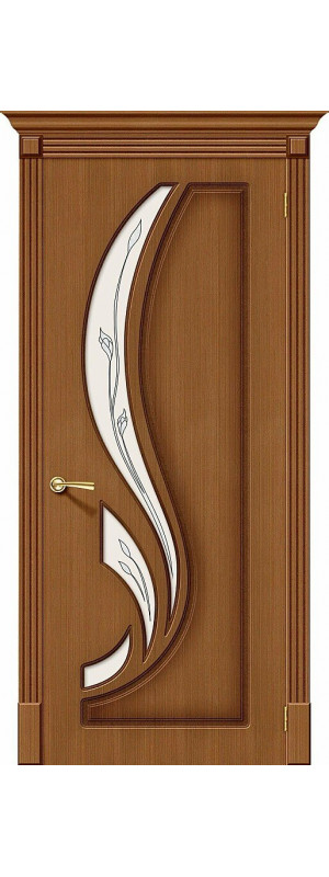 Межкомнатная дверь с покрытием из шпона, серия - Fine-line, модель - Лилия, цвет: Ф-11 (Орех). Размер полотна в мм: 200*70, стекло - Полимер