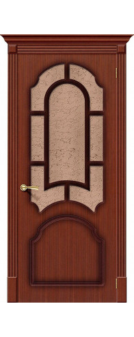 Межкомнатная дверь с покрытием из шпона, серия - Fine-line, модель - Соната, цвет: Ф-15 (Макоре). Размер полотна в мм: 200*60, стекло - Риф.