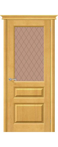 Межкомнатная дверь из массива,  модель - М5, цвет: Т-04 (Медовый). Размер полотна в мм: 200*60, стекло - Кристалл