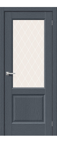Межкомнатная дверь с покрытием из экошпона, серия - Neoclassic, модель - Неоклассик-33, цвет: Stormy Wood. Размер полотна в мм: 200*60, стекло - White Сrystal
