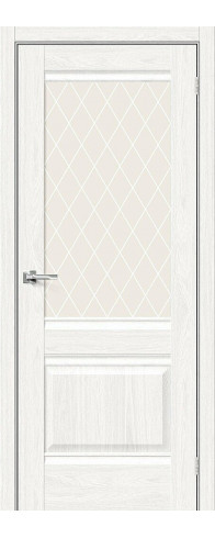 Межкомнатная дверь с покрытием из экошпона, серия - Prima, модель - Прима-3, цвет: White Dreamline. Размер полотна в мм: 200*60, стекло - White Сrystal