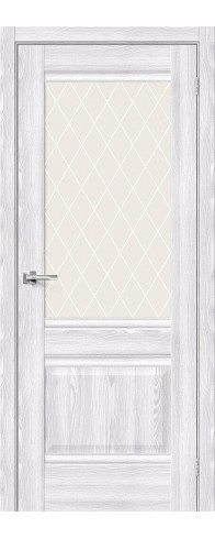 Межкомнатная дверь с покрытием из экошпона, серия - Prima, модель - Прима-3, цвет: Riviera Ice. Размер полотна в мм: 200*70, стекло - White Сrystal