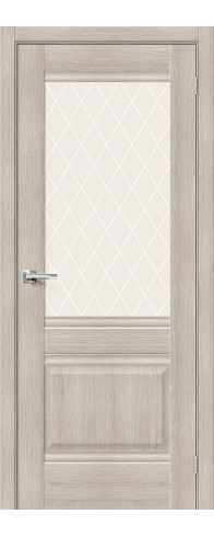 Межкомнатная дверь с покрытием из экошпона, серия - Prima, модель - Прима-3, цвет: Cappuccino Melinga. Размер полотна в мм: 200*70, стекло - White Сrystal