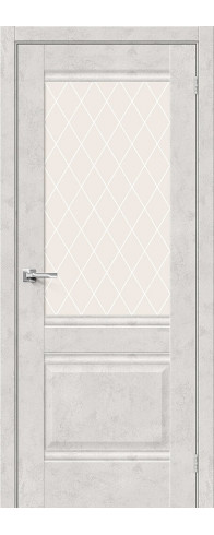 Межкомнатная дверь с покрытием из экошпона, серия - Prima, модель - Прима-3, цвет: Look Art. Размер полотна в мм: 200*70, стекло - White Сrystal