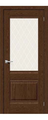 Межкомнатная дверь с покрытием из экошпона, серия - Prima, модель - Прима-3, цвет: Brown Dreamline. Размер полотна в мм: 200*70, стекло - White Сrystal