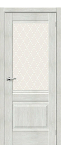 Межкомнатная дверь с покрытием из экошпона, серия - Prima, модель - Прима-3, цвет: Bianco Veralinga. Размер полотна в мм: 200*70, стекло - White Сrystal